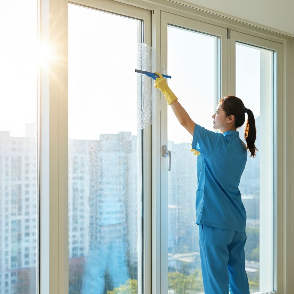 창문 전문 청소 모습